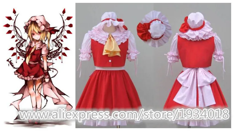 Костюм Аниме Touhou Project для косплея фландрин Алая Униформа на Хэллоуин аксессуары