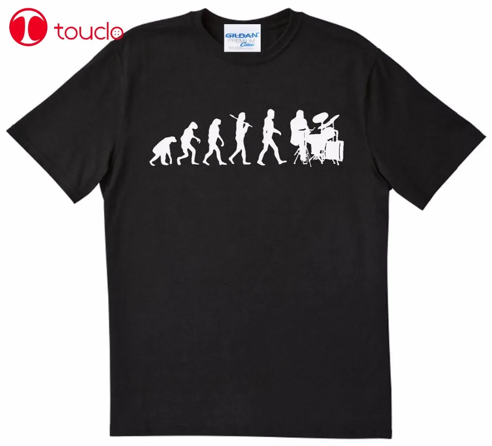 Мужская футболка с барабаном черная в стиле эволюции 80S 2019|Мужские футболки| |