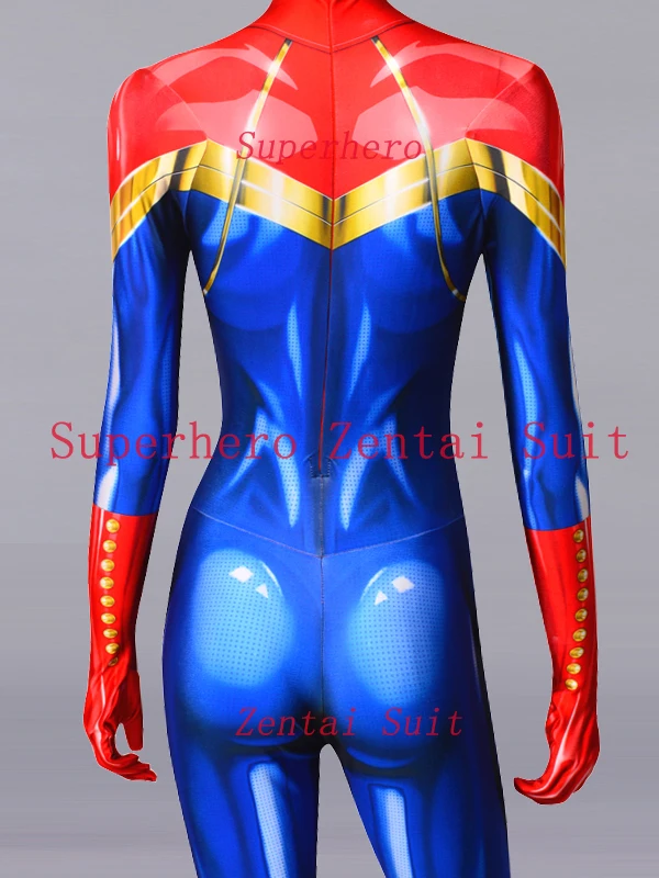 Ms. Marvel Carol костюм кары Дэнверс спандекс 3D принт женский супергерой костюмы