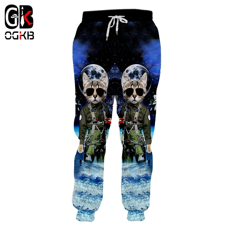 

OGKB Spring New Sweatpants Men Jogger Pants Hot Loose 3D Printed Blue Shark Casual Big Size Garment Man Harem Pants