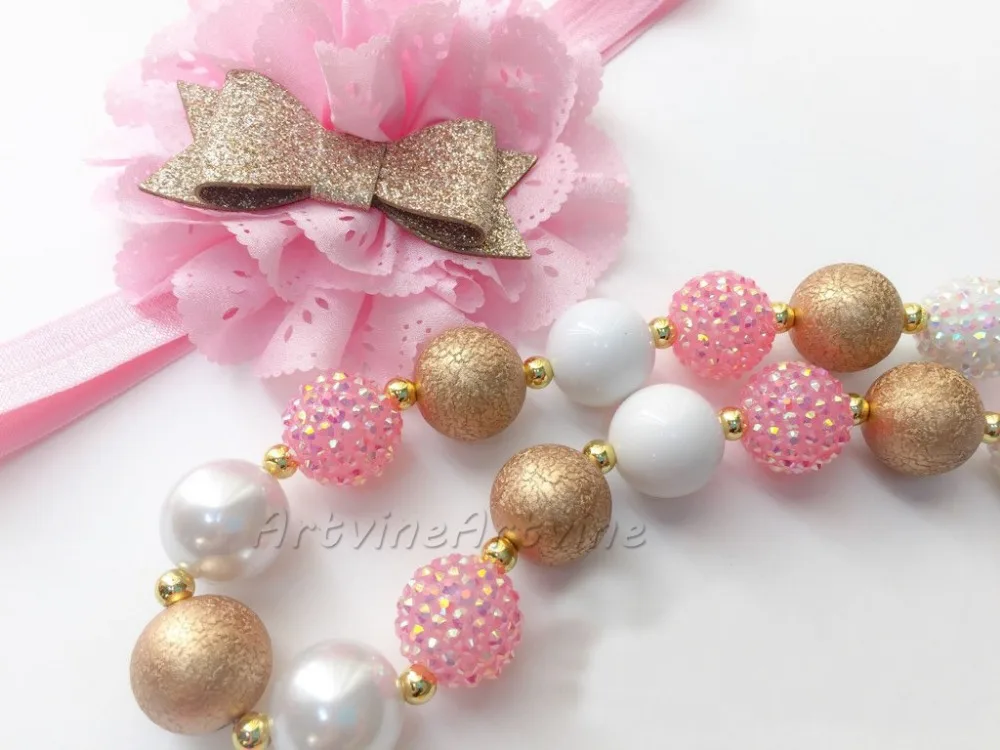Женское розовое белое и золотое ожерелье для малышей|pink gold| |