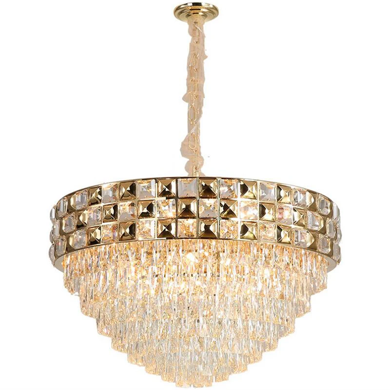 

jmmxiuz Lighting Modern Chandelier For Luxury Living Room Gold Suspension Wire LED Crystal Chandelier Dining Room Crystal Lamps