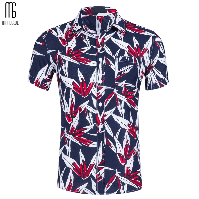 Мужская Цветочная гавайская рубашка Manoswe белая Повседневная с принтом на