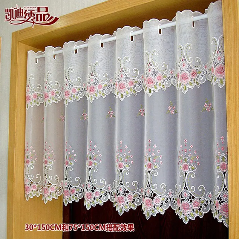 countryside half curtain embroidered tulle valance light shading coffee curtain for kitchen for cabinet door a 105 free global shipping
