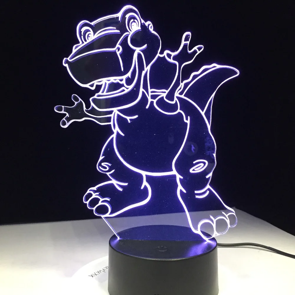 

3D LED Lamp Cartoon Funny Dinosaur Atmosphere Night Light 7 Colors Change Visual Table Bedroom Baby Toy Gift Desk Home Decor