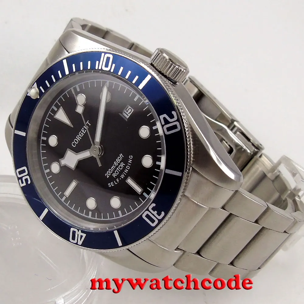 Автоматические Мужские часы с Циферблатом из нержавеющей стали сапфировое