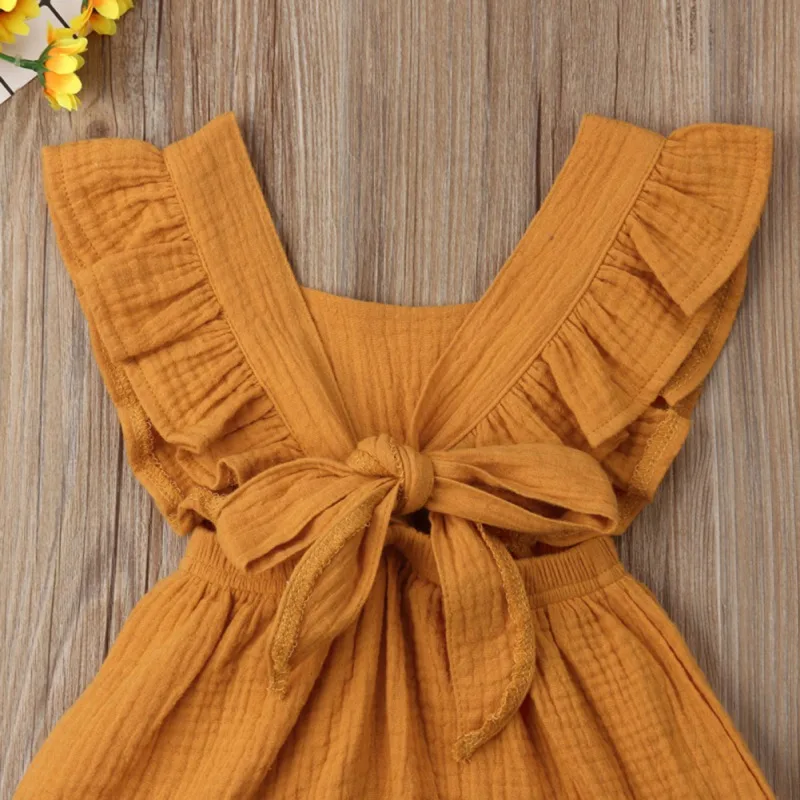Newborn Baby Girls Ruffle Romper Backcross Jumpsuit Outfits Sunsuit Infants Clothes Solid Color Rompers |
