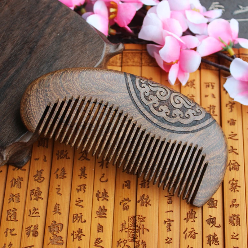 Высокое качество гребень эбенового дерева дерево натуральное резные надписи