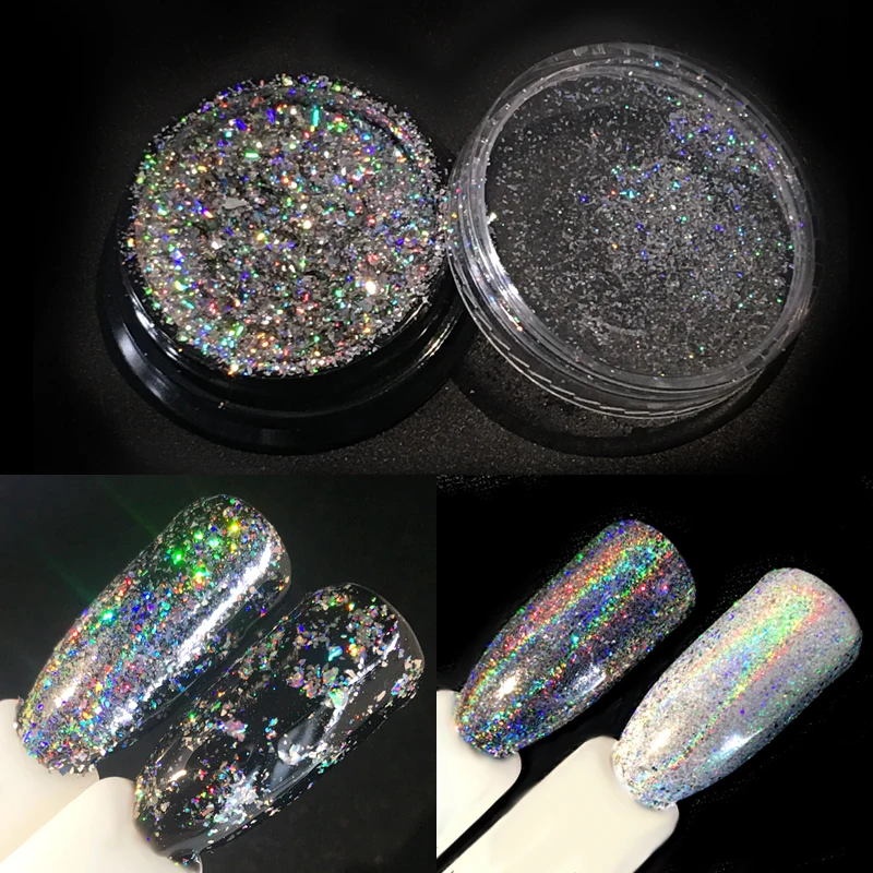 0 2 г/кор. Galaxy Holo хлопья Порошковые пигментные лазерные Радужные Блестки Fleck