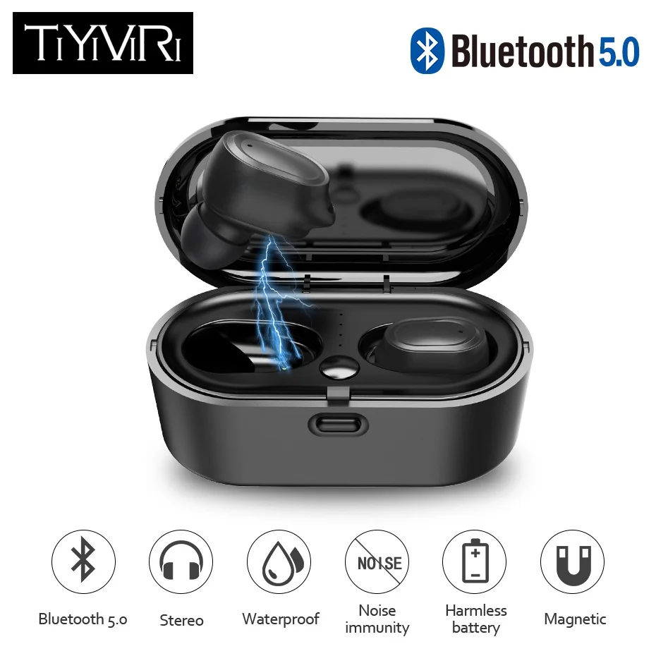 Настоящие беспроводные Bluetooth наушники V5.0 IPX6 HiFi стерео свободные руки двойной