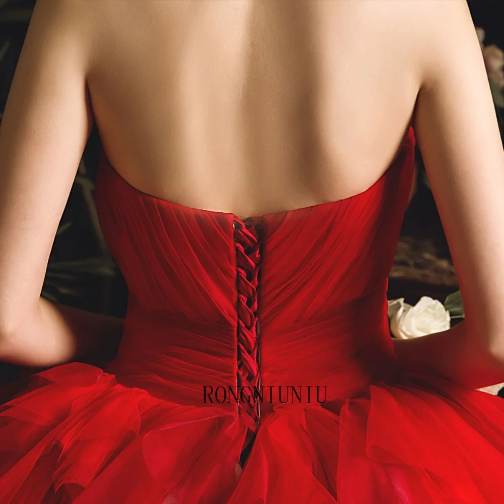 Новые свадебные платья Милая Красная я Vestido De Noiva; обувь на заказ; длинное платье с открытой спиной без рукавов, на шнуровке поезд