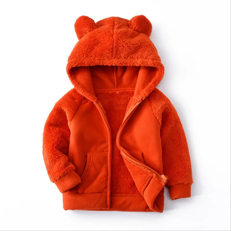 T1688 ORANGE Новинка; одежда для маленьких мальчиков и девочек; зимние куртки; пальто из флиса; коллекция года; детские толстовки с капюшоном; Верхняя одежда для детей; Одежда для мальчиков и девочек - Цвет: T1688 ORANGE