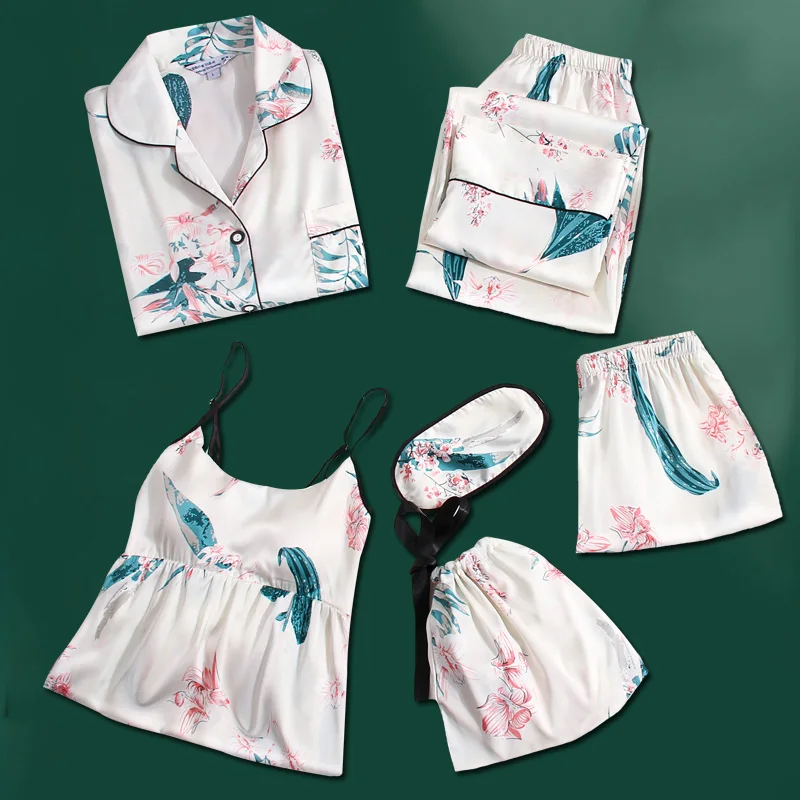 Женский пижамный комплект из 7 предметов для девочек пижама сна ночное белье