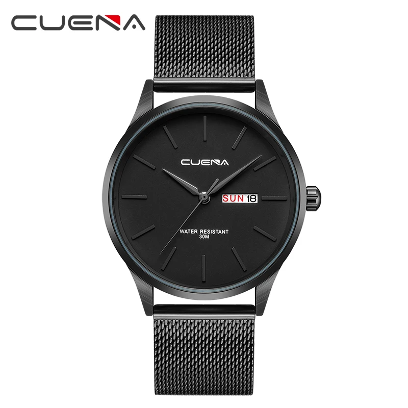 CUENA Quartz Watch 30M Waterproof Fashion Luxury Men's Wrist Top Band Casual Stainless Steel Watches Relogio Masculino | Наручные