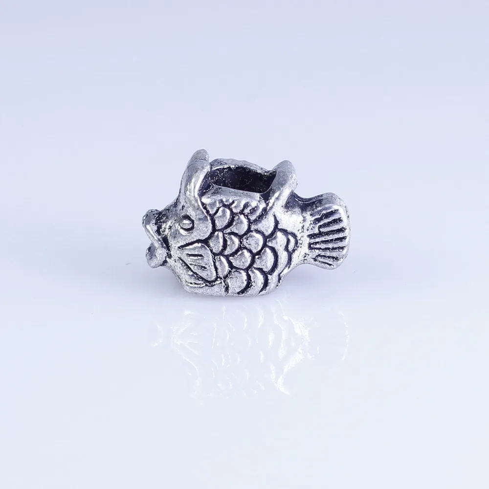 

Wholesale 25pcs silver plated fish beads Big Hole Beads Fit style European Bracelet hole 4.5mm