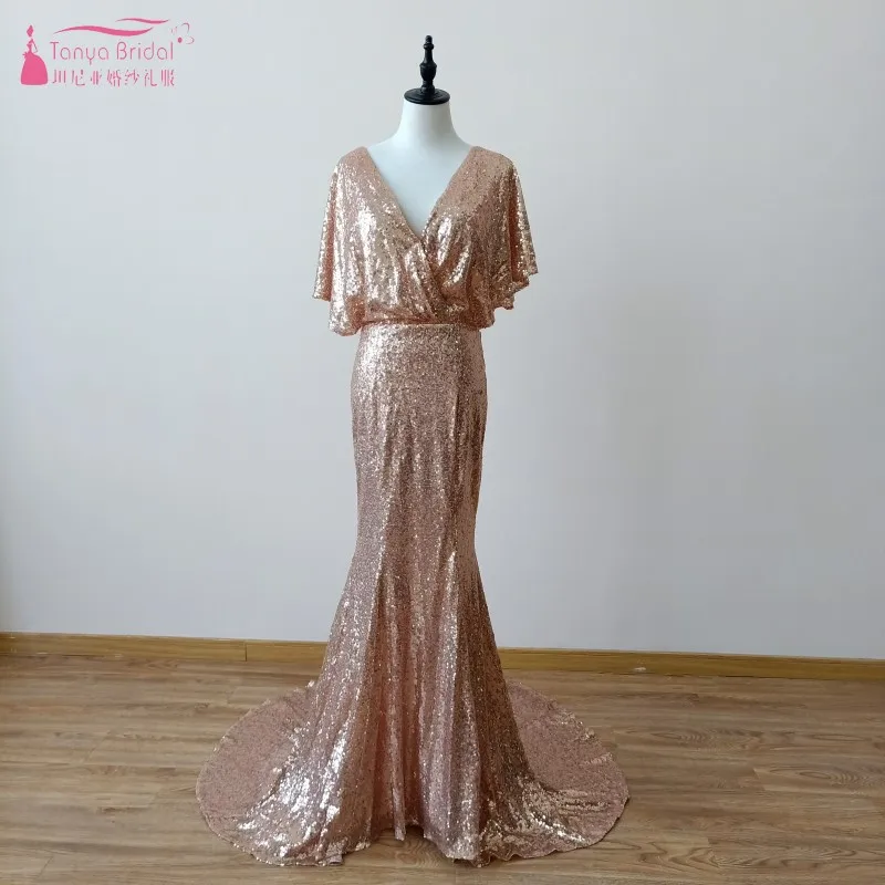 Платье подружки невесты с золотыми пайетками платье элегантное vestido longo