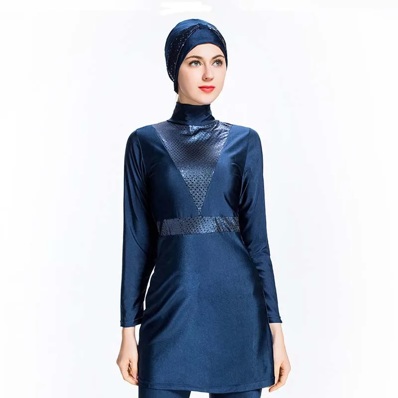 BAILUNMA Плюс Размер Burkinis Мусульманский купальник с принтом исламский женский Мусульманский купальник с полным покрытием скромный купальный костюм с хиджабом костюм 066