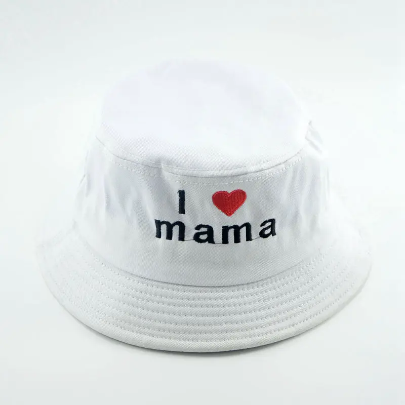Панама детская летняя из хлопка двусторонняя с надписью I love Mama H162S | Мать и