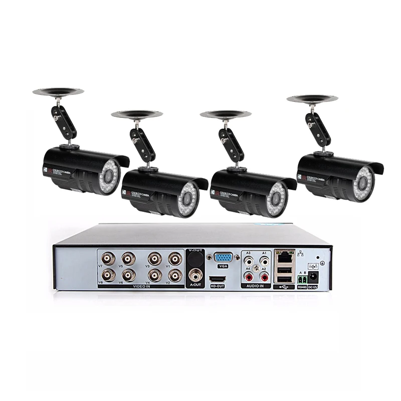 CCD 700tvl IR ночное видение CCTV камера видеонаблюдения комплект системы открытый 4ch DVR
