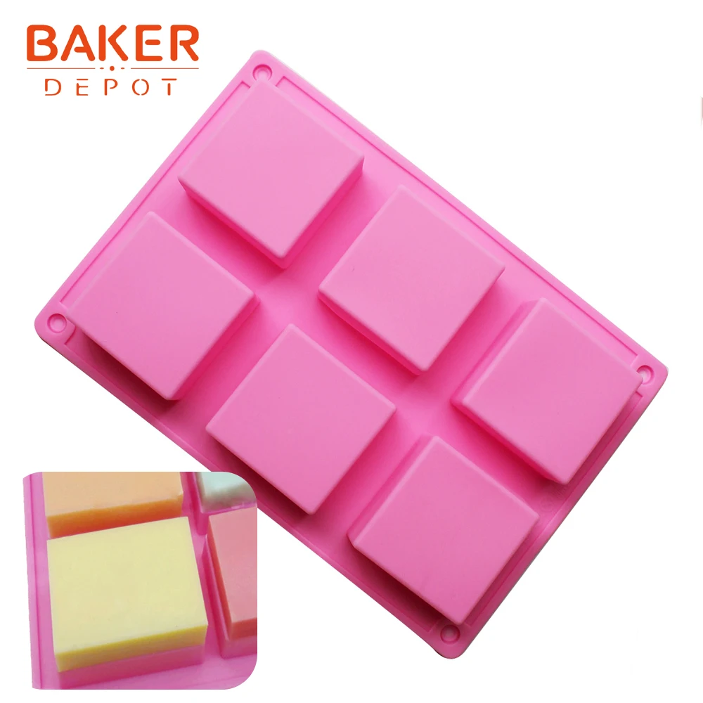 

BAKER DEPOT силиконовая форма для мыла Смола квадратное оборудование для выпечки торта 6 полости для пудинга и желе формы для украшения торта инс...