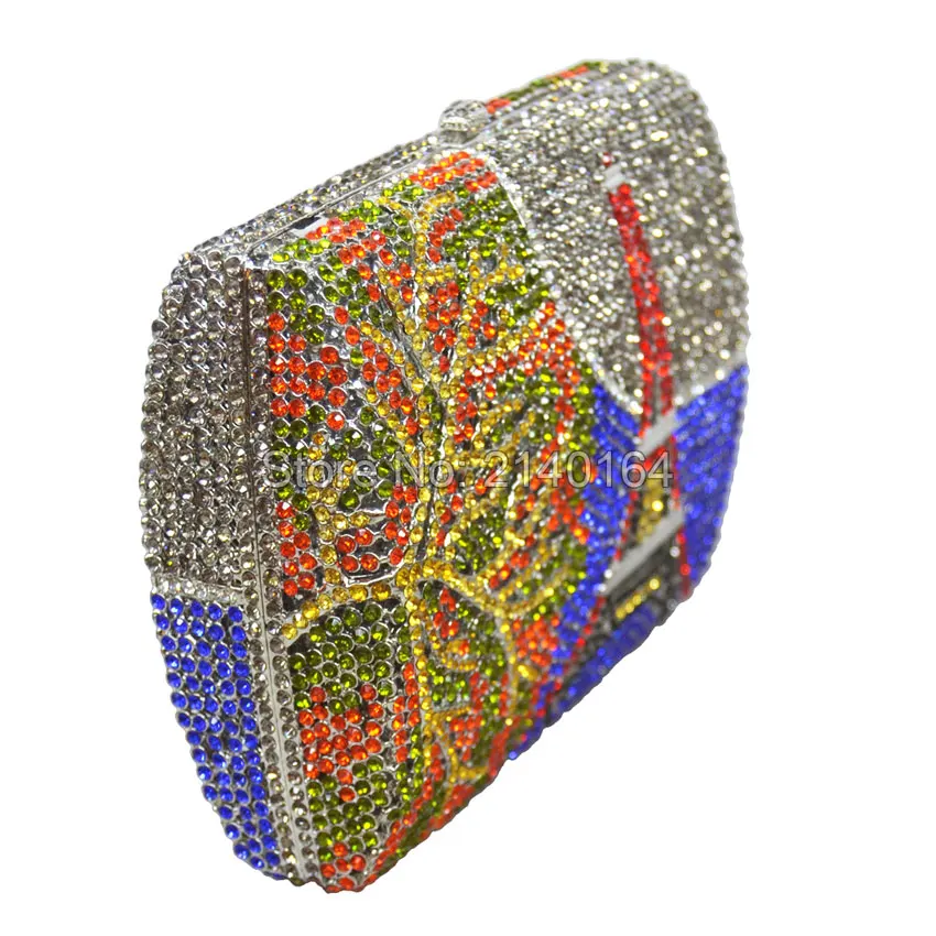 Радужная дизайнерская сумка с Эйфелевой башней украшенная кристаллами