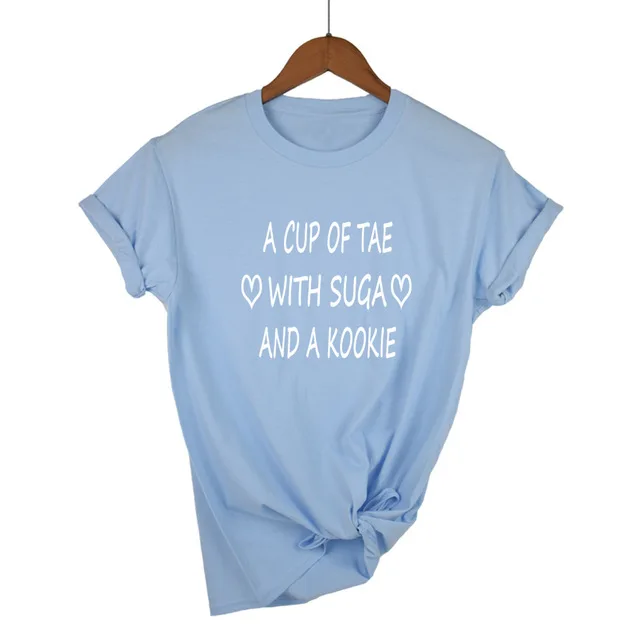 Light Blue-W Футболка «Кубок Тхэ с сугой и куки» модная футболка унисекс в Корейском стиле с короткими рукавами tumblr, милые топы, горячая Распродажа - Цвет: Light Blue-W