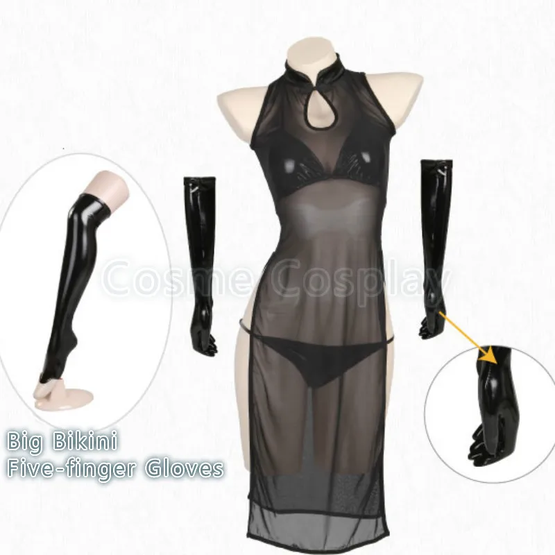 Ботики для костюмов vacaloid Чистая Cheongsam + бикини Косплэй костюм лак комплект