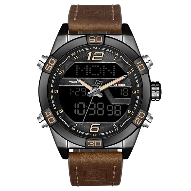 Мужские часы от бренда NAVIFORCE, мужские спортивные часы, мужские кварцевые часы, мужские повседневные военные водонепроницаемые наручные часы, relogio masculino - Цвет: brown Black