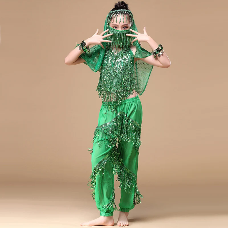2017 новое платье для танцев девочки 5 предметов комплект (топ + турецкий штаны