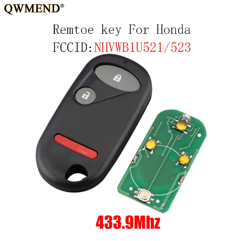 Брелок для ключей QWMEND 3 шт. * 433 9 МГц дистанционный без ключа Honda Civic 2001 2003 2004 2005