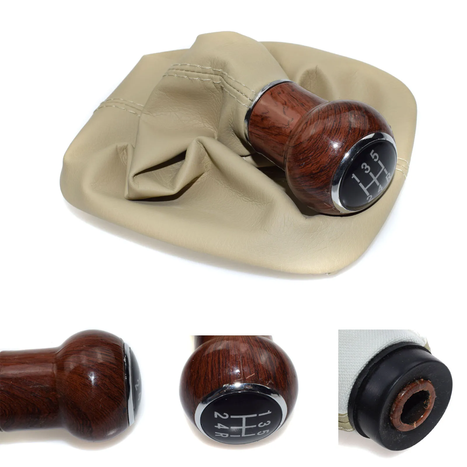 Mahogany Beige WOLFIGO, новинка, бежевый/черный/красное дерево, 5 скоростей, 12 мм, ручка переключения передач с чехлом из искусственной кожи Gator, подходит для VW PASSAT B5 B5.5 1998-2004 - Название цвета: Mahogany Beige