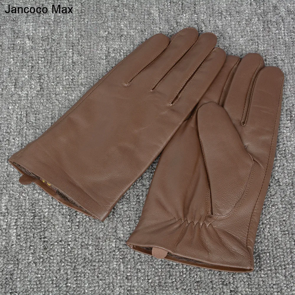 Jancoco Max, черные и коричневые, новинка, натуральная овчина, кожаные перчатки, зимние, теплые, бренд, для вождения, варежки для мужчин, S2058