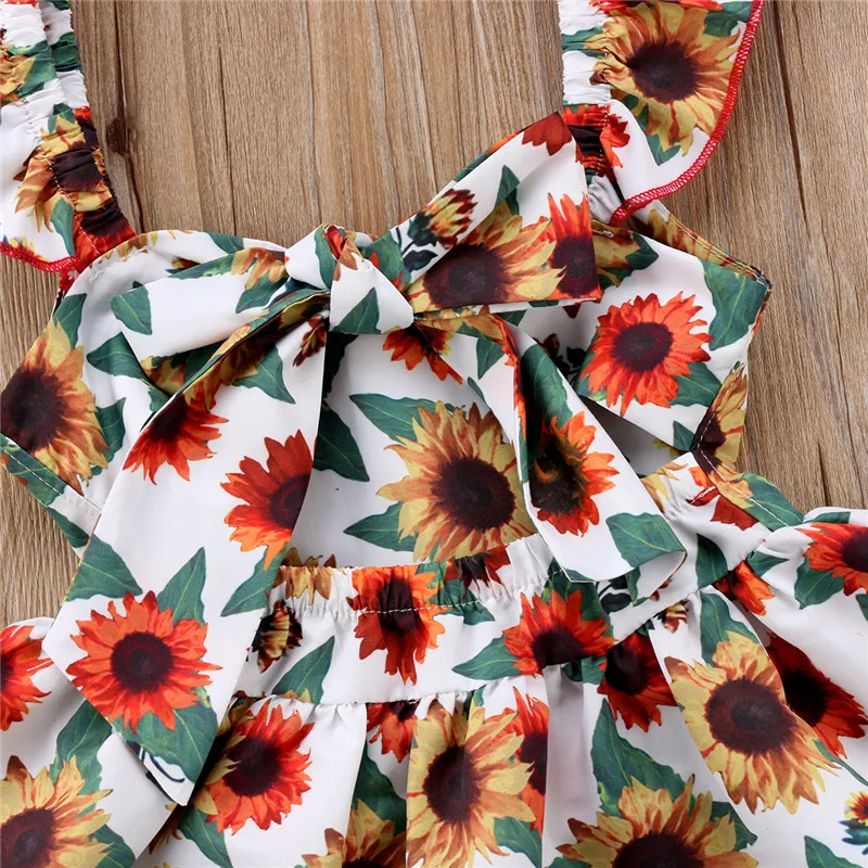

Newborn Kids Baby Girl Floral Sleeveless Sunsuit Clothes Set Girls Toddler Princess Sunflower Dress+Bottoms Romper Clothing Sets