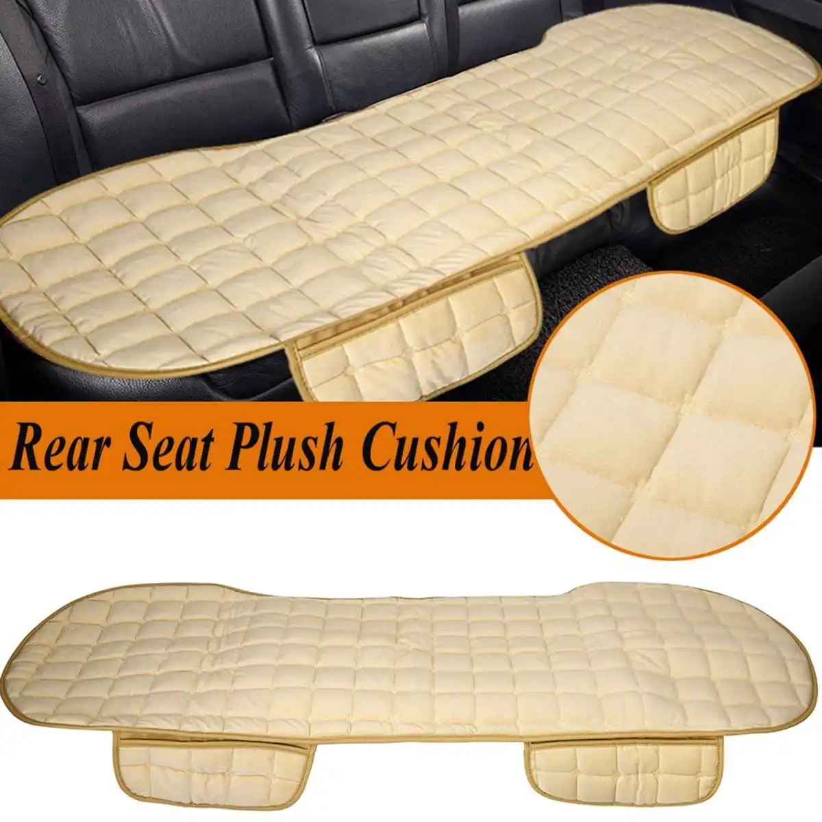 Back Beige Передняя Задняя крышка для сиденья автомобиля грузовика универсальная зимняя теплая подушка противоскользящая задняя подушка для стула для автомобиля авто защита для сиденья - Название цвета: Back Beige