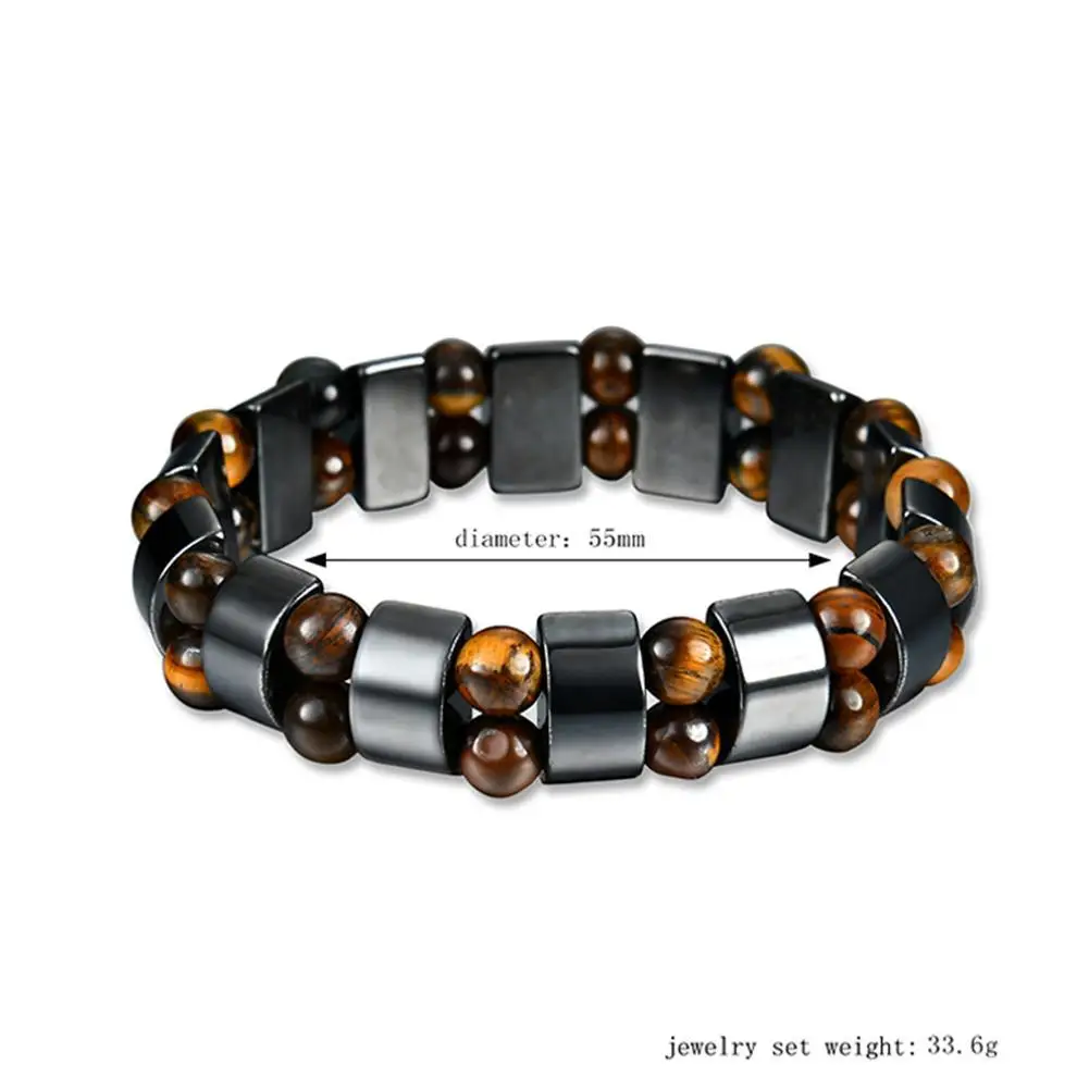 Vintage Bracelets For Men Women 2018 Magnetic Therapy Hematite Braceletfor Tiger Eye Bracelet As Birthday Gifts Orange black | Украшения и