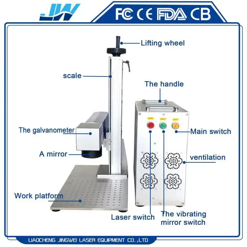 20 Вт волоконно Маркерная машина с лазером переносной маркировочный станок для