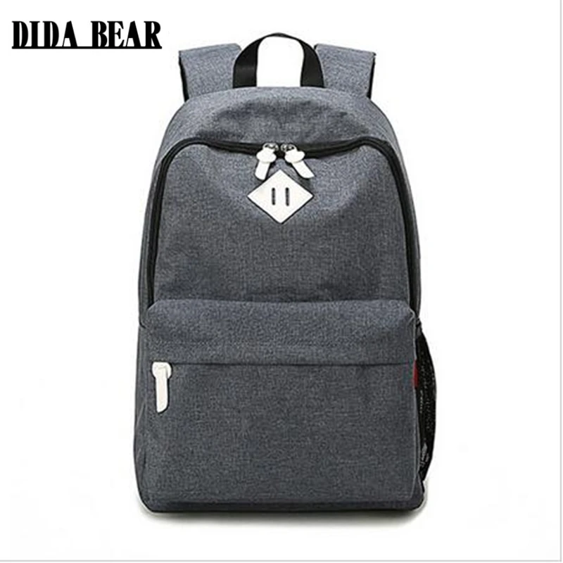 

DIDA BEAR Fashion Canvas Backpacks Large School bags for Girls Boys Teenagers Laptop Bags Travel Rucksack mochila Gray Women Men