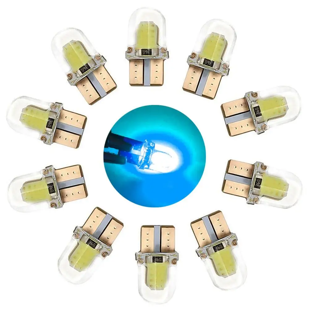 Ice Blue 10pcs 10 шт., 10 194 168 W5W COB светодиоды с CANBUS супер яркий Лицензии освещение широкая лампа накаливания - Испускаемый цвет: Ice Blue 10pcs