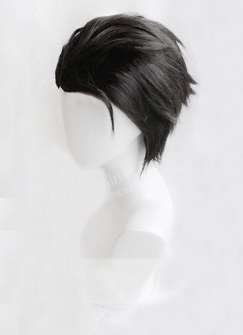 Anime YURI!!! on ICE Katsuki Yuuri Short Black Slicked Back Heat Resistant Cosplay Costume Wig | Тематическая одежда и