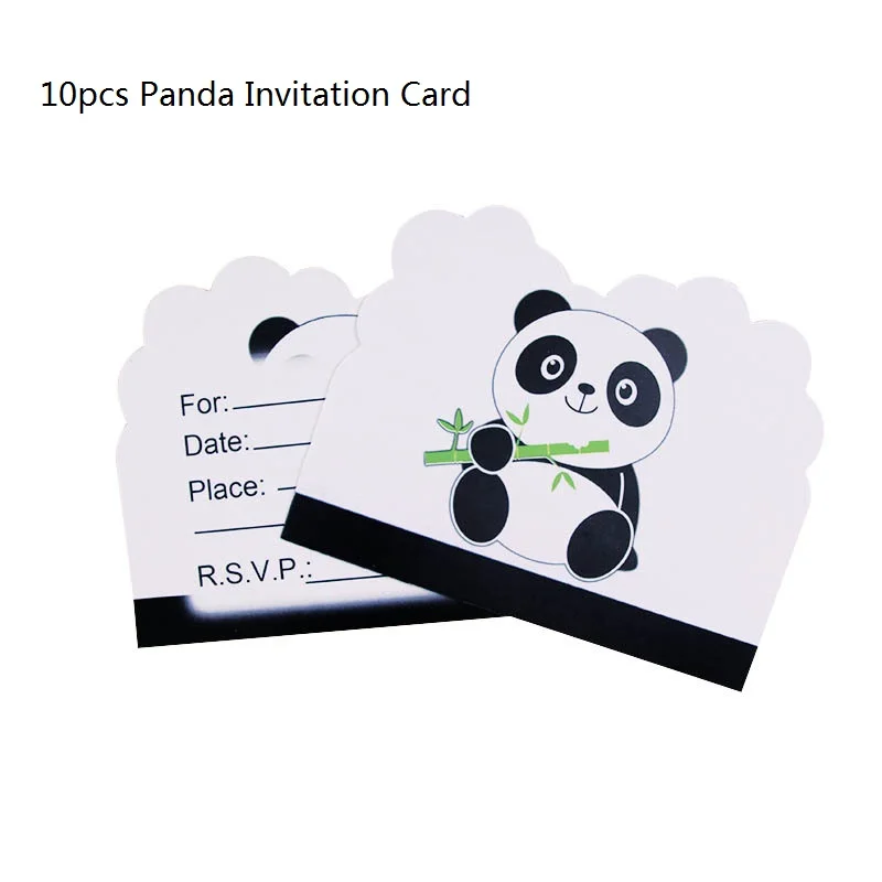 Panda Invitation Панда одноразовая посуда панда чашки, ребенок, душ соломки для дней рождения вечерние украшения Дети партии сувениры одноразовая посуда набор - Цвет: Panda Invitation