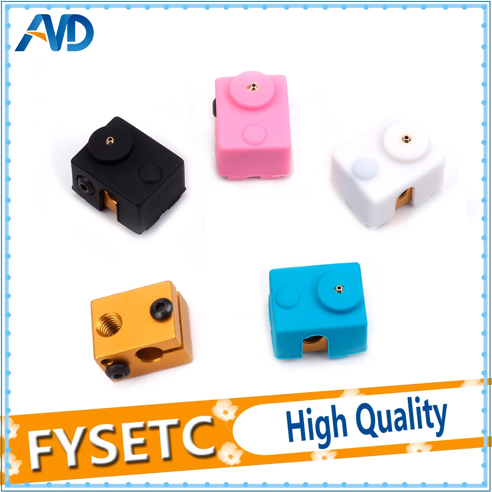 10pcs Golden V6 Aluminum Heater Block All-Metal Extruder With Silicone Sock For HotEnd 20*16*12mm 3D Printer Parts | Компьютеры и офис