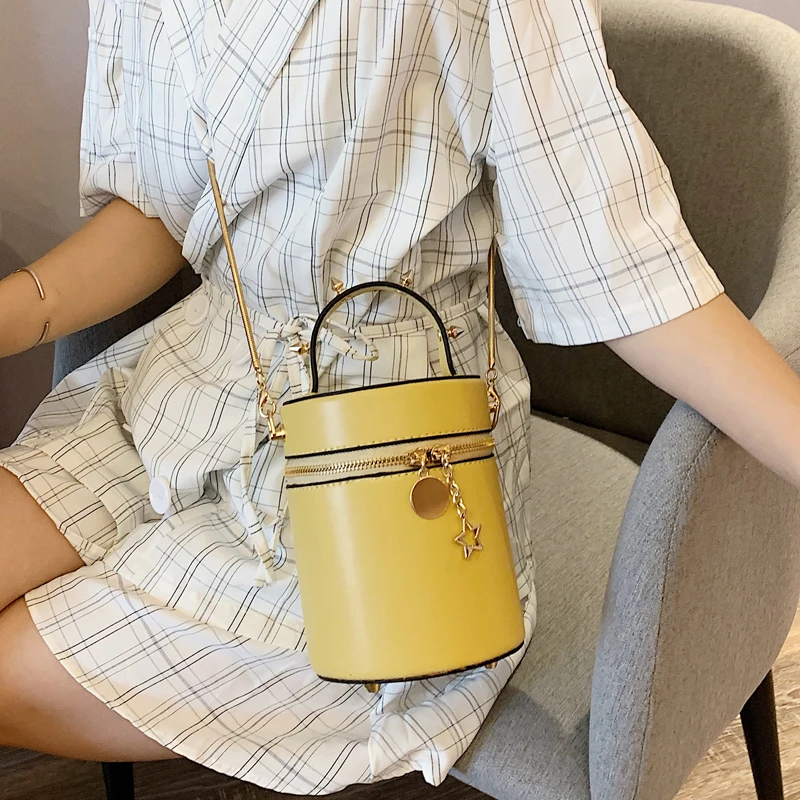 Сумка ведро яркого цвета модная женская Повседневная тоут из искусственной кожи