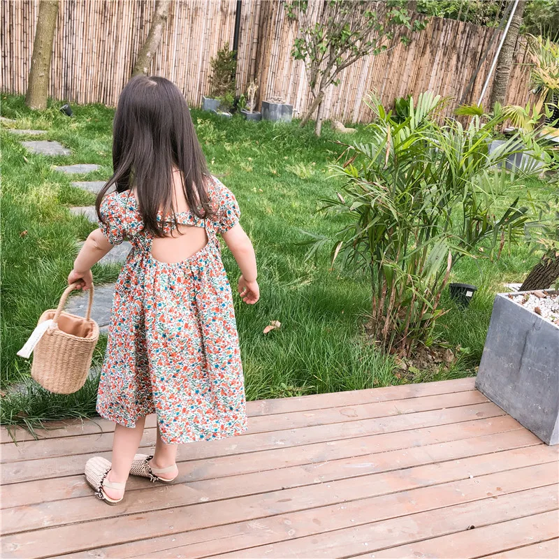 Коллекция 2019 года новое летнее детское платье с цветочным узором в стиле ретро