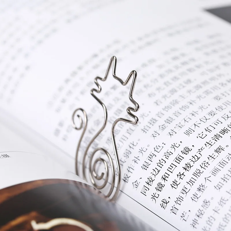 6 шт./лот металлические зажимы для бумаги в форме кота сердца розы серебристые