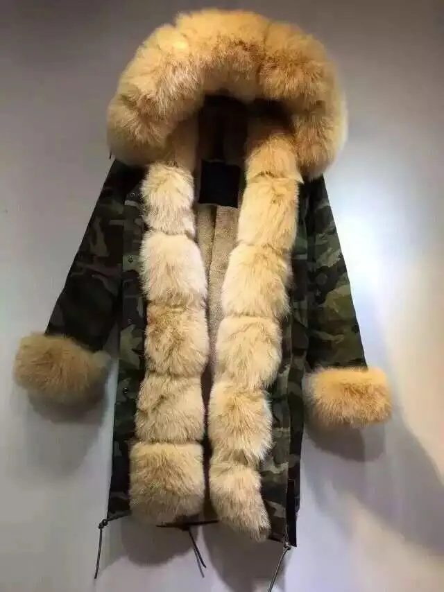 Customized winter thick warm fur removable hood collar &ampsleeve jacket fox rabbit faux parka mr mrs furs coats | Женская одежда