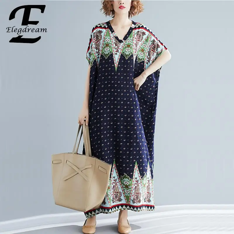 Женское богемное платье Elegdream повседневное Свободное длинное макси в богемном