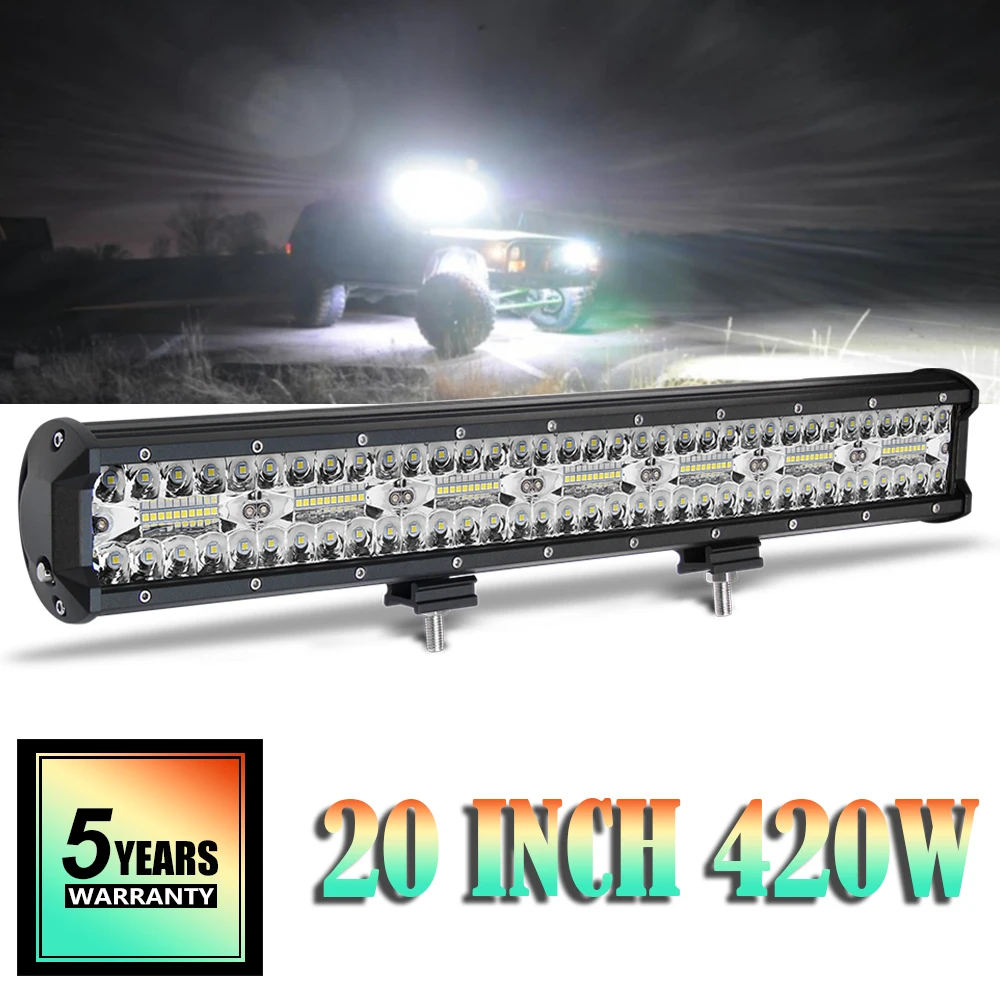 CO светильник 20 дюймов 420 Вт светодиодный бар Offroad 3 ряда Combo луча СВЕТОДИОДНЫЙ 4WD 4x4