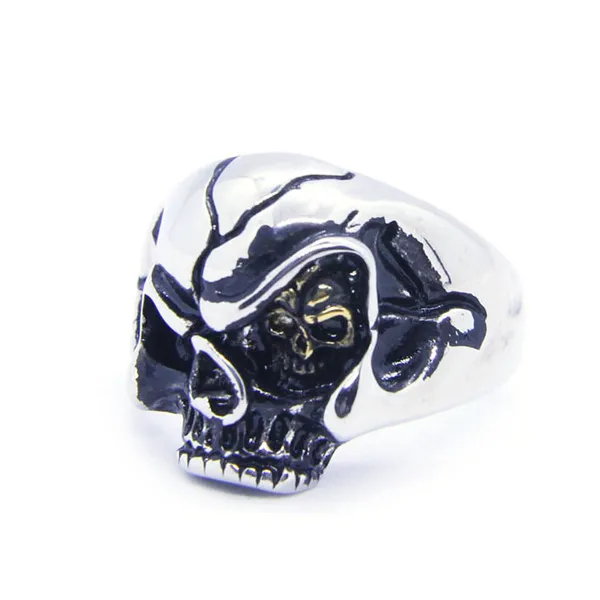 Новинка 2018 Крутое стильное Золотое модное кольцо с черепом из нержавеющей стали