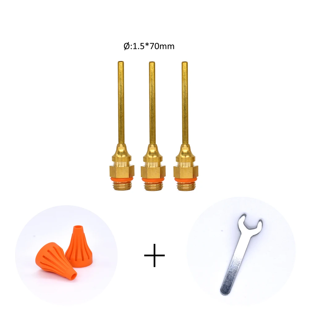 1.5-70mm-3 Hot Melt Glue Gun Long Nozzle Large Diameter Small-bore 1.0x36mm 1.5x55mm 1.5x70mm High Quality Steel Material with Wrench 3Pcs - Color: 1.5-70mm-3