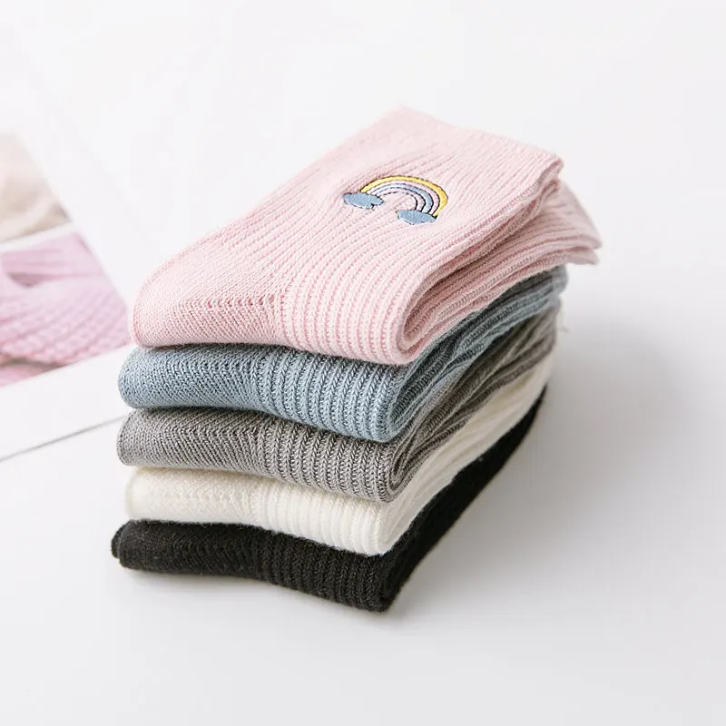 [COSPLACOOL] Милые радужные носки с вышивкой в стиле Харадзюку повседневные корейские